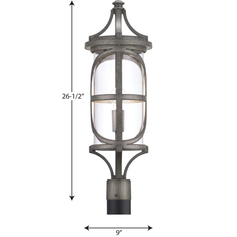 Tête de lanterne H 26,5 po à 1 lumière Pattison, Étain antique