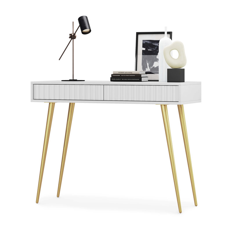 Stobie Dressing Table, White/Gold