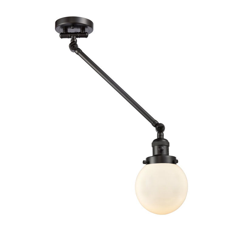 Lampe murale avec bras pivotant 6 po Shauna Beacon, Blanc mat, Incandescente, Bronze huilé