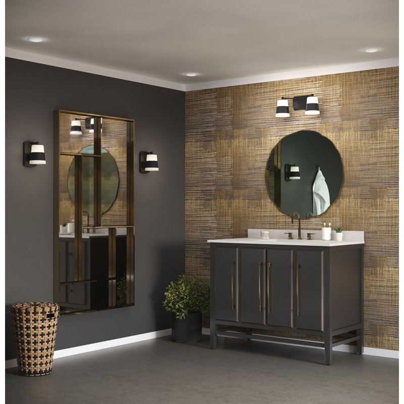 Haven 2 - Light Dimmable Vanity Light, Matte Black, Matte Black/White