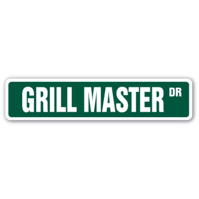 Grill Master Street Sign Cook Bbq Grilling Cookout Bar