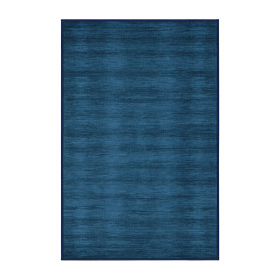 Machine Washable Solid Blue Area Rug