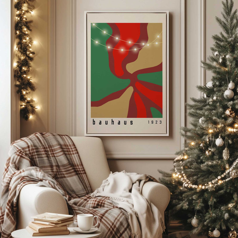 «Holiday Glow Bauhaus», reproduction sur toile, H 30,75 po x l 20,75 po, Cadre flottant blanc