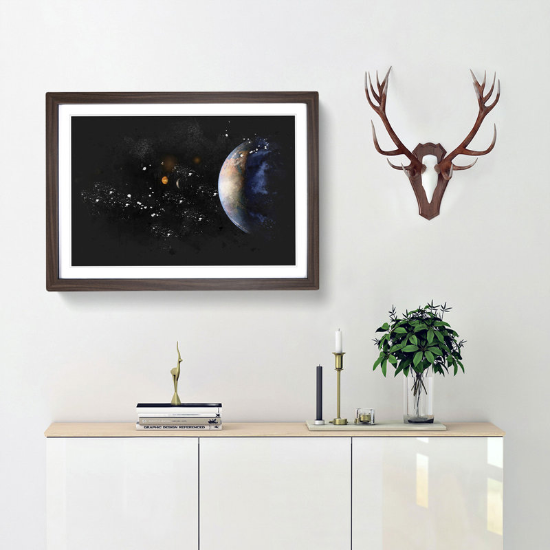 View of the Earth - Picture Frame Graphic Art Print, 33cm H x 45cm W x 2cm D, Walnut Framed