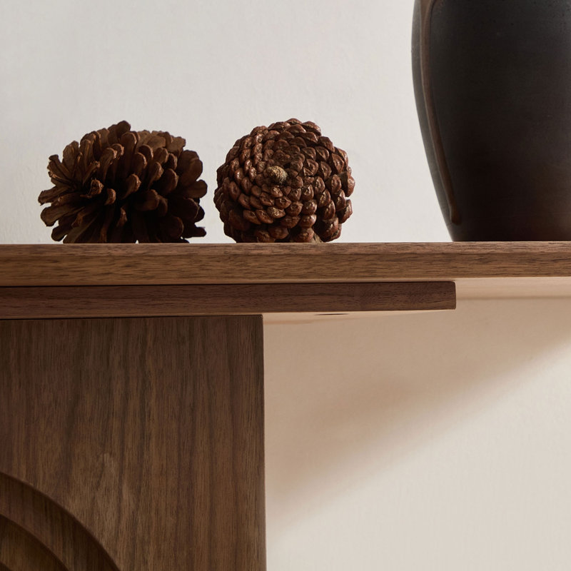 Console étroite de 47,24 pouces au design bouclé unique, Noyer