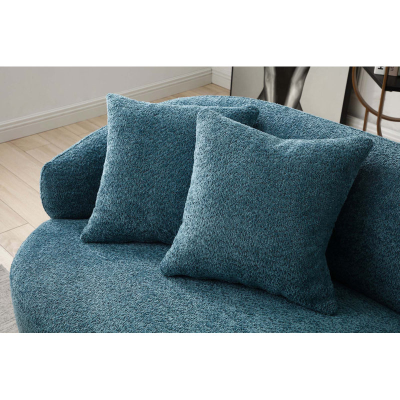 Canapé incurvé de style Mid-Century moderne, Bleu clair