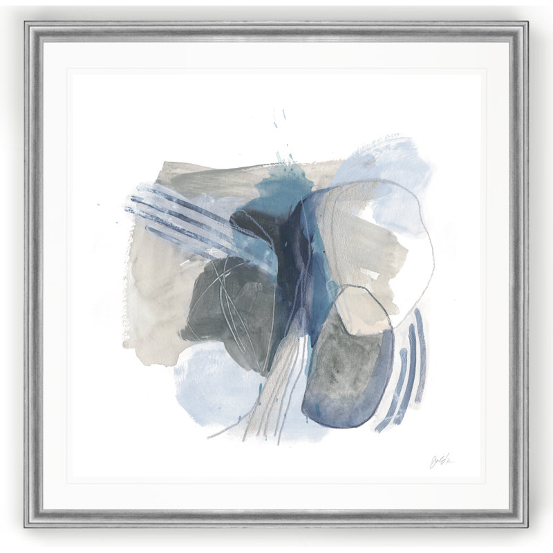 « stone ellipses i »-reproduction d’art sur toile, Cadre argenté, H 17,5 po x l 17,5 po x P 1,5 po