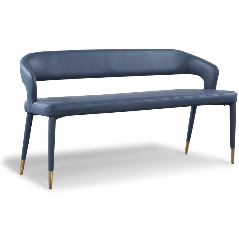 Banc en similicuir Whitnay, Cuir végétalien bleu marine