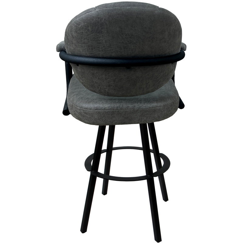 Tabouret de bar pivotant en métal Leandra, Mélange de polyester Elk / cadre noir