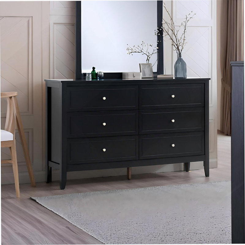 Commode 6 tiroirs Woonden, Noir