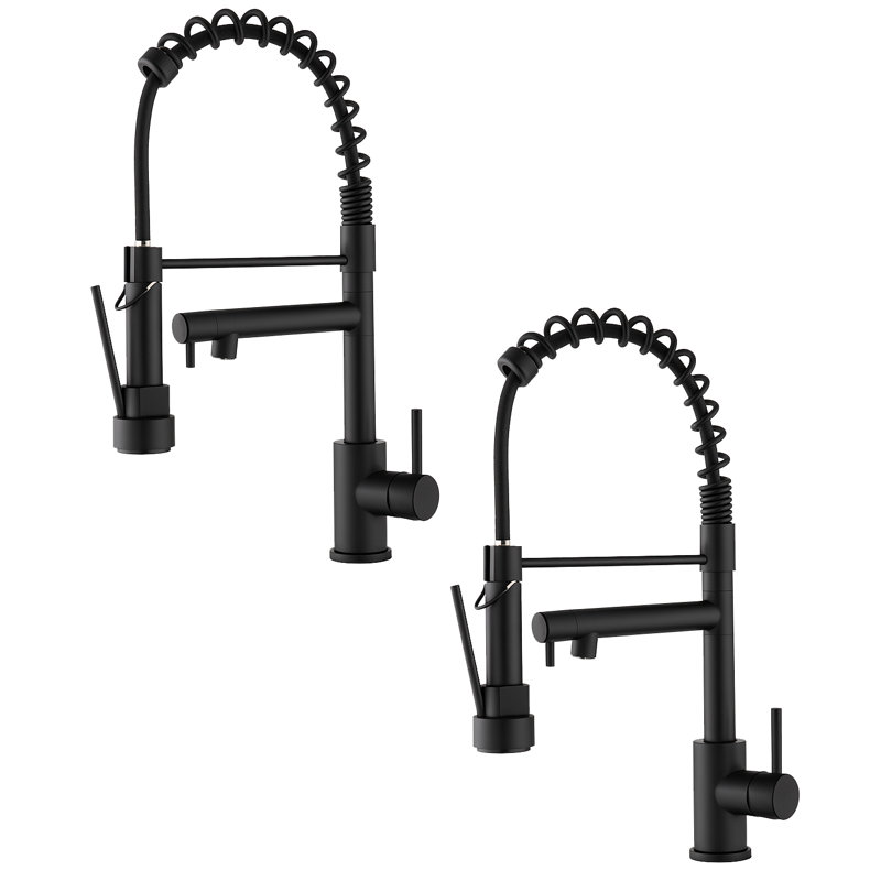 High Arc Single-Handle Pull-Down Kitchen Faucet (Set of 2), Matte Black