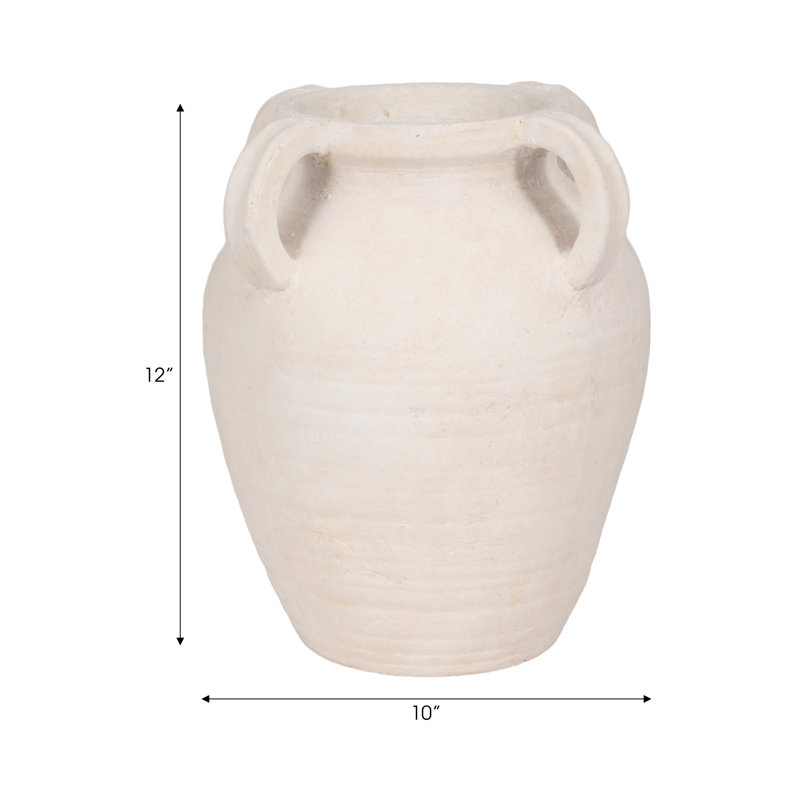 Handmade Ceramic / Porcelain Table Vase, 12" H x 10" W x 10" D, White