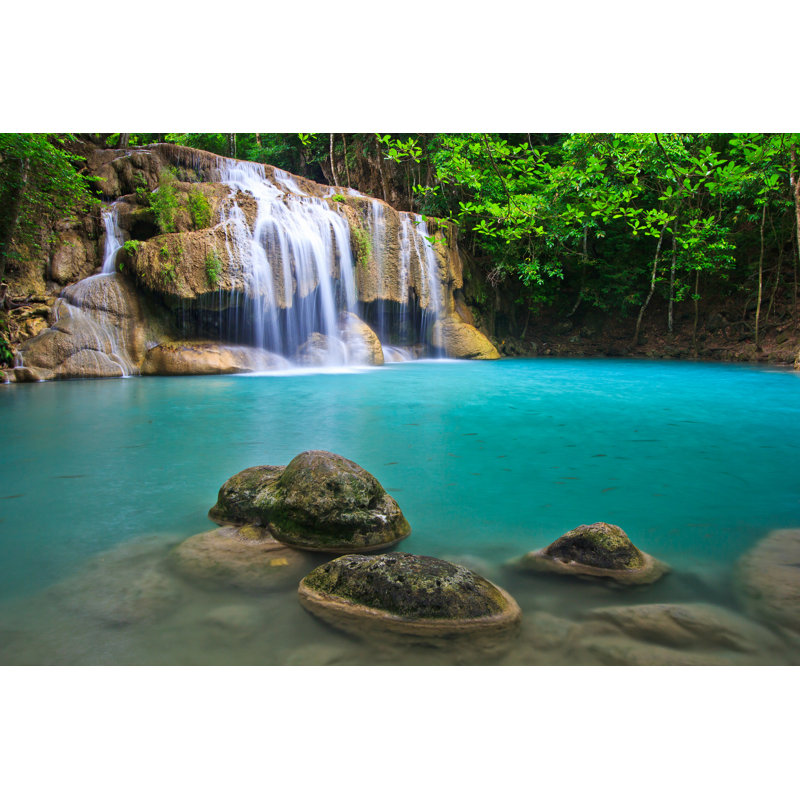 Waterfall In The Forest - Wrapped Canvas Print, 61cm H x 91cm W