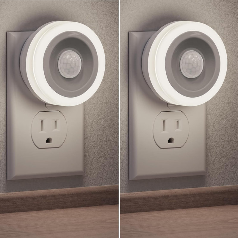 Bubble Acrylic Column Metal Plated Plug-In Night Light With Light Sensor, 1600K Amber, Sliding