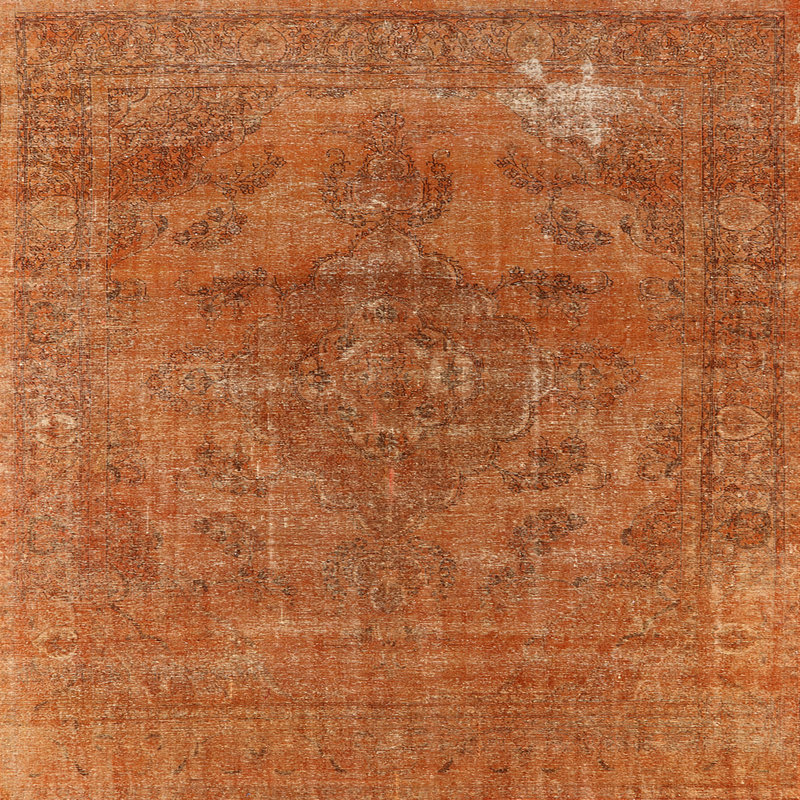 Tapis oriental orange Persei, Carré 7 pi