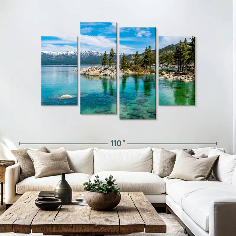 Green Lake Tahoe Wall Art Multi Piece Canvas Print, H 54 po x l 84 po x P 1,25 po