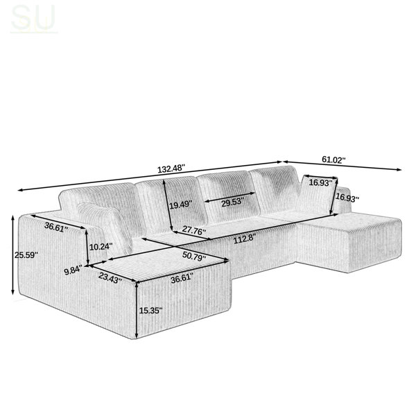 Latitude Run® U Shape Modular Sectional Sofa, Compressed Sectional Sofa ...
