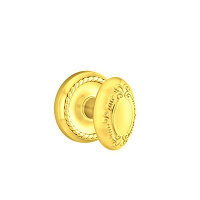 Ensemble de boutons de passage Emtek avec rosette en corde et bouton Victoria