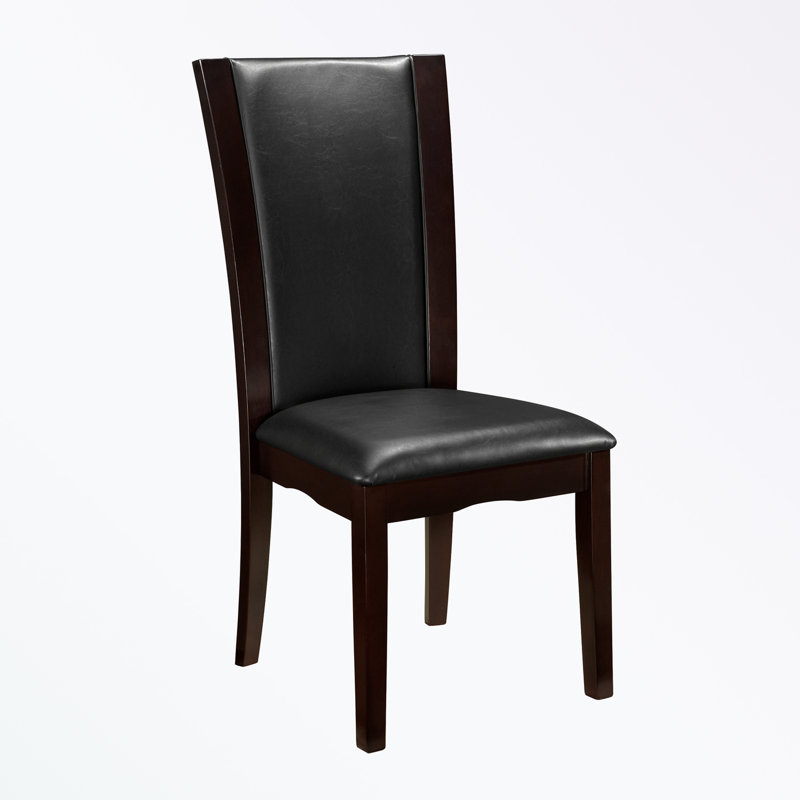 Ensemble de 2 chaises sans accoudoirs en similicuir avec coussin moelleux, Brun foncé