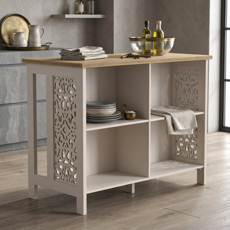 Arrastia Transitional 46.5" W Kitchen Island With Shelf And Open Storage