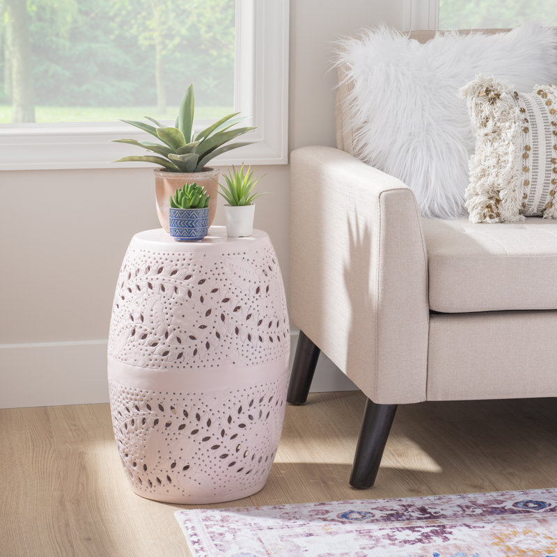 Safiya Light Pink Aluminum Round Side Table