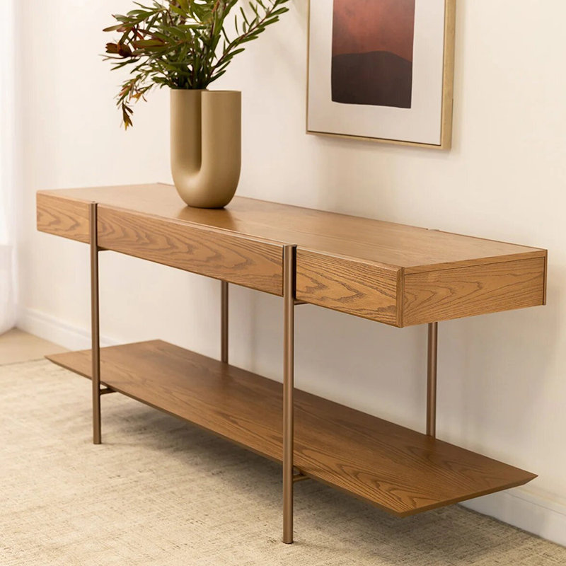 Console simple de style industriel, H 29,5 po x l 63 po x P 19,7 po