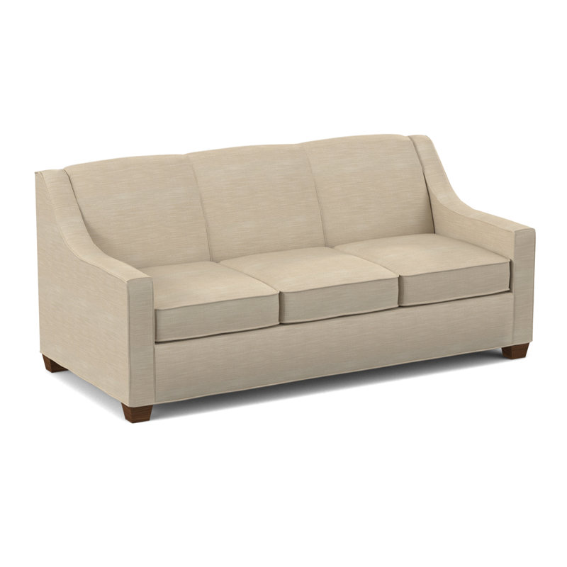 Phillips Square Arm Sofa with Reversible Cushions, Ridgecrest Putty, 34.5" H x 76" W x 36" D, Montana Walnut
