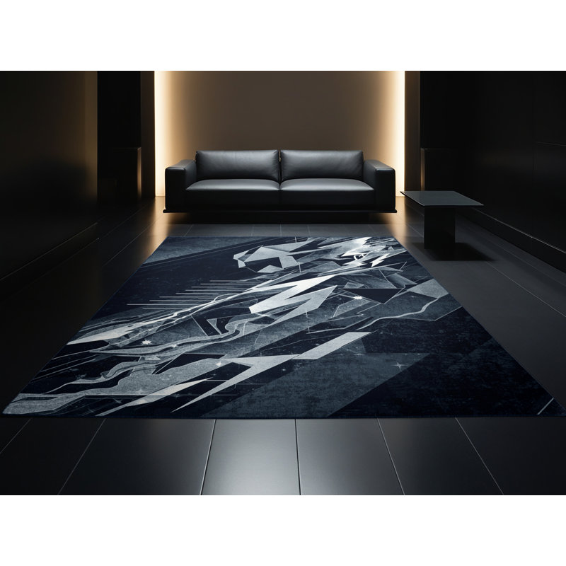 Tapis gris moelleux moelleux et moderne à motif géométrique Oreland Susanoo, 7 x 9