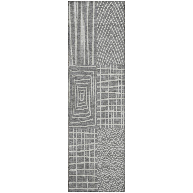 Premium Machine Washable Lyndhurst AMF990 Geometric Rug, Runner 2'3" x 7'6"