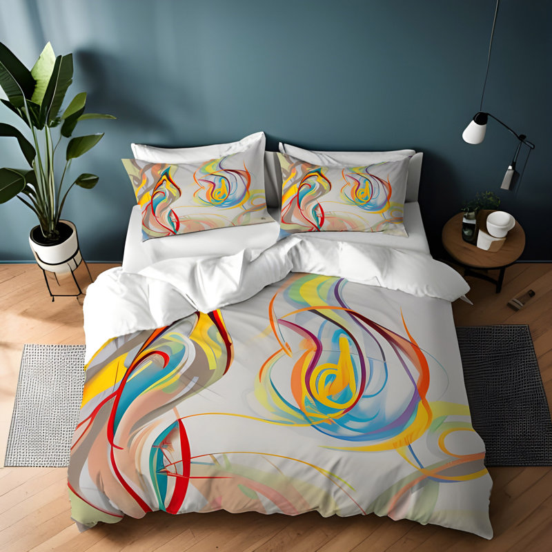 Polyester Abstract Duvet Cover, King Duvet Cover + 2 King Shams