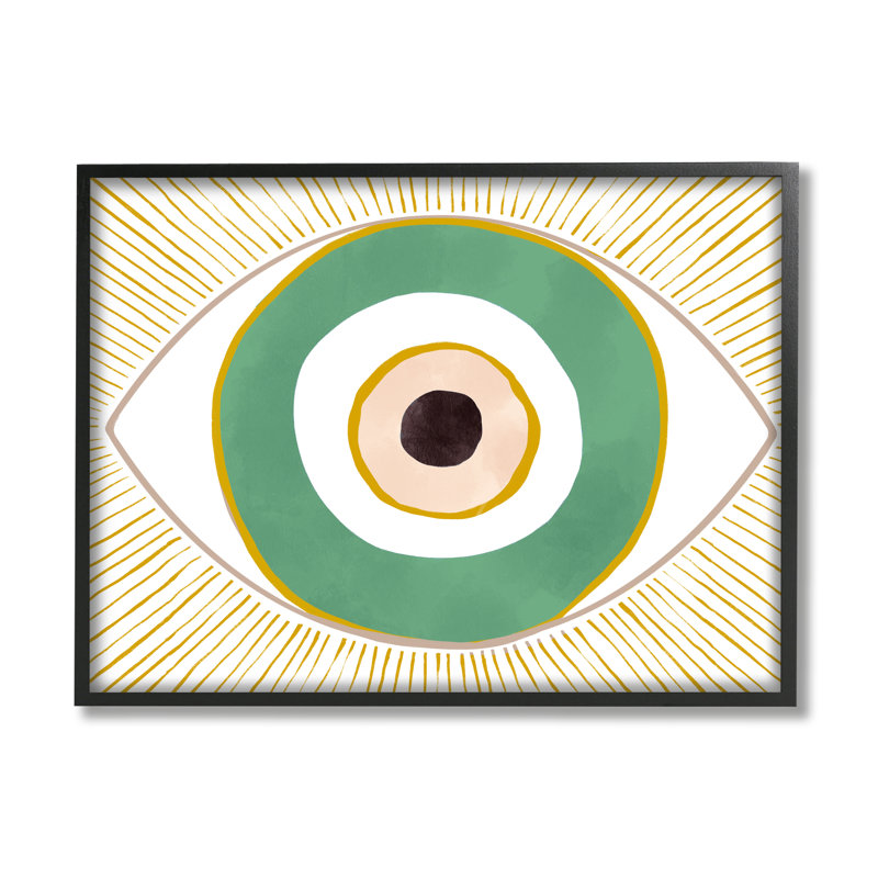 " Green Modern Evil Eye Symbol " by Ziwei Li, Midnight Black Framed Giclee, 11" W x 14" H