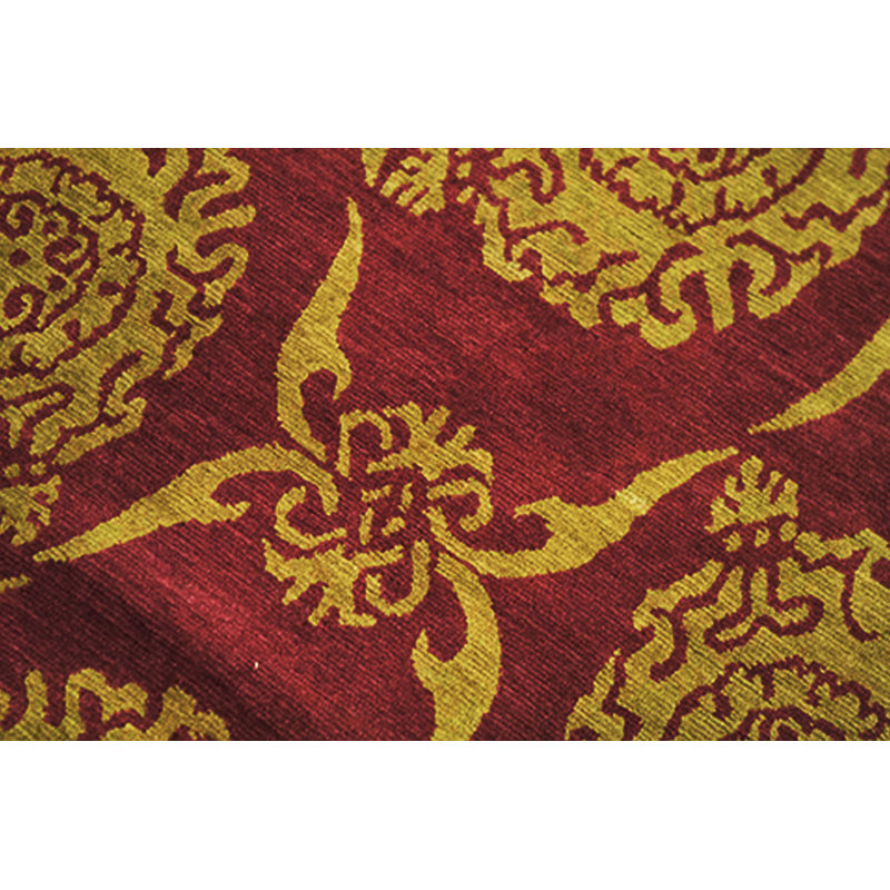 Hand-Knotted High-Quality Red and Yellow Area Rug