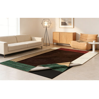 Tapis moderne à motif de blocs de couleur réversible en laine synthétique avec motif à double couche amovible