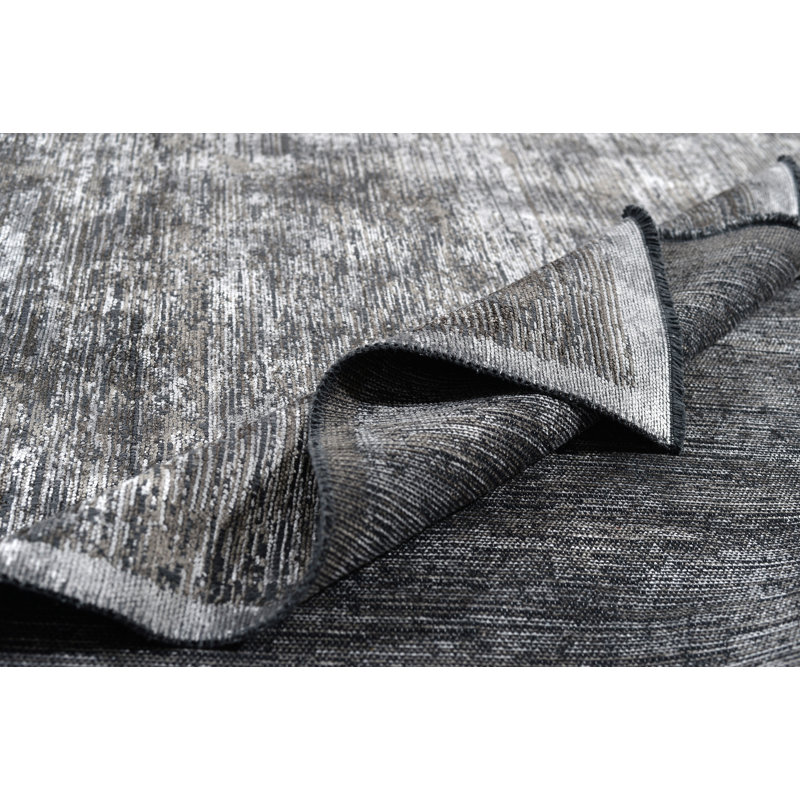 Rapture Abstract Cotton Gray Area Rug, Rectangle 7'10" x 11'2"