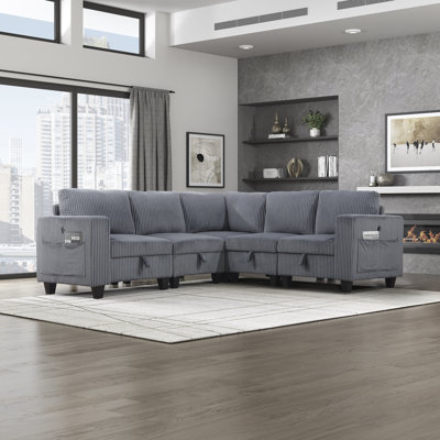 Skrzypek Square Arms Sectional with Storage