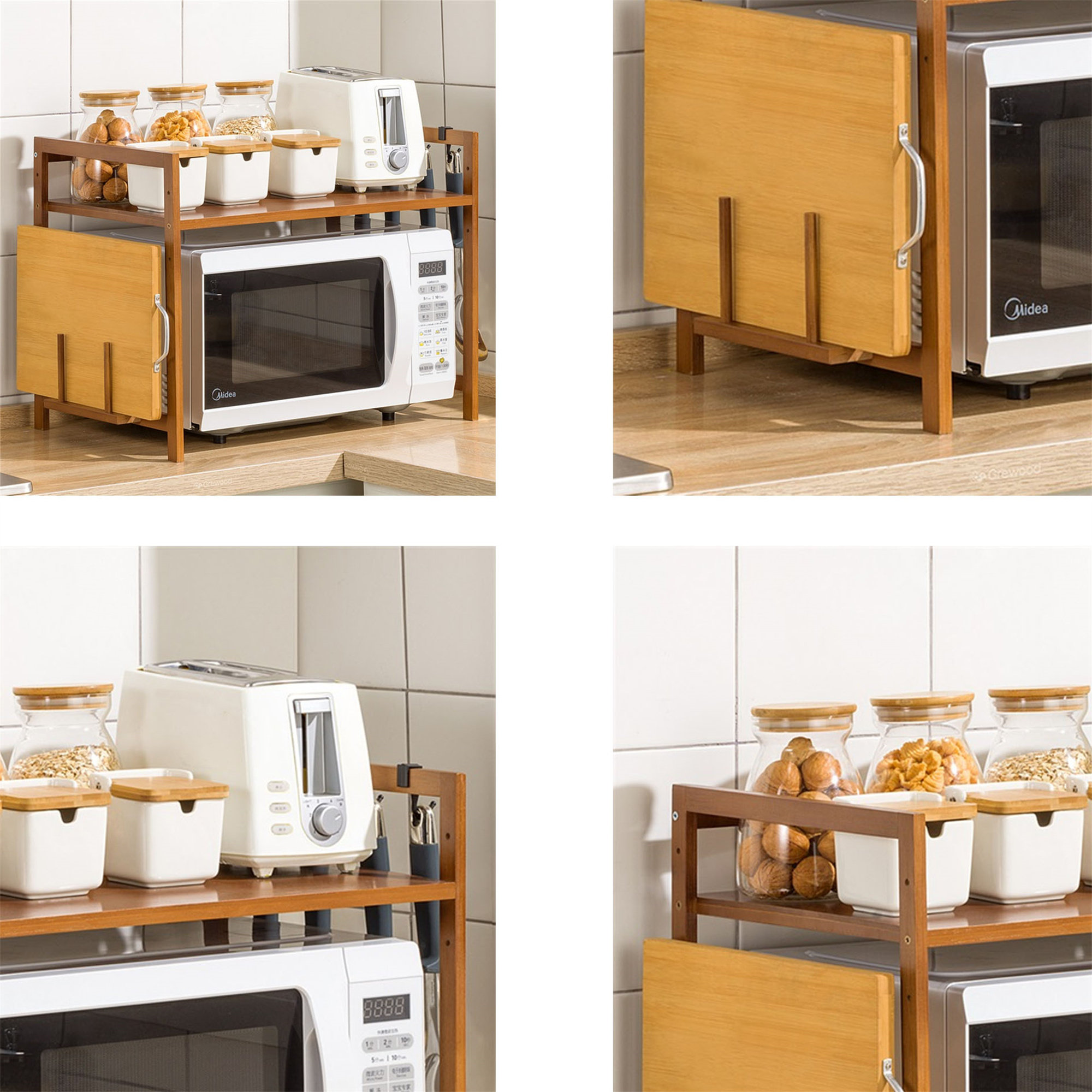 Latitude Run® Kitchen Countertop Spice Rack With Tiered Storage Cabinet ...