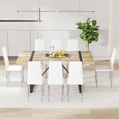 Office visitor chairs and reception chairs, leather waiting room chairs, mid-back conference chairs, restaurant dining chairs (suitable for meeting rooms/loud rooms/cafes)White(8 sets)