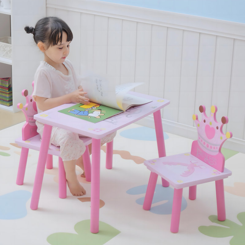 Raine 3 PCS Kids Table and Chair Set Princess Theme Toddler Ages 2-4 Pink