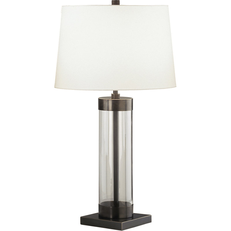 Andre Glass Table Lamp, Clear with Deep Patina Bronze Accents