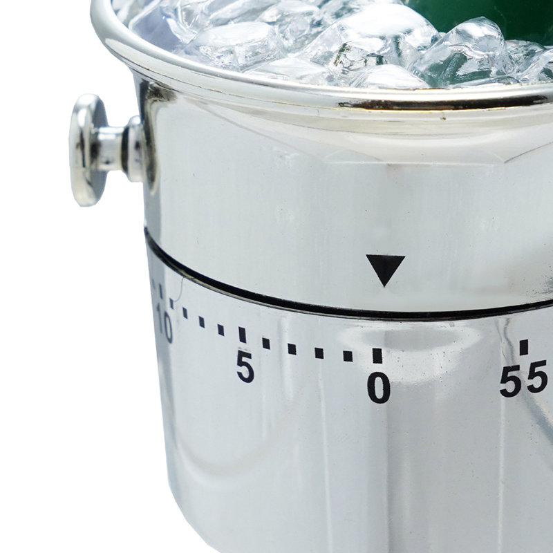 Plastic Champagne On Ice Shaped 1 Hour Twist Timer, Silver Color And Black