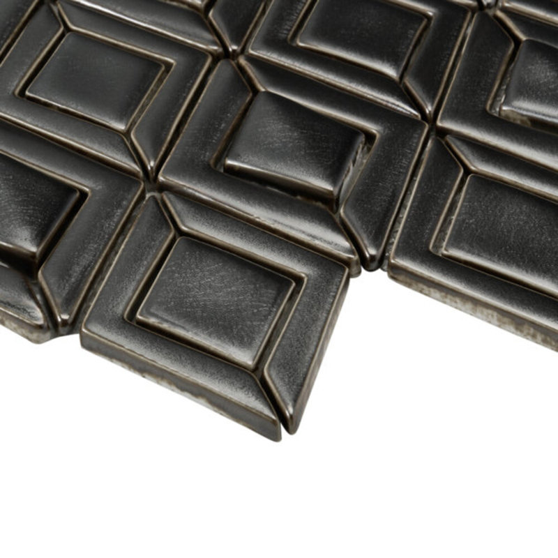 Nabi Jewel 3D Glossy Glass Mosaic Tile, Gunmetal Gray
