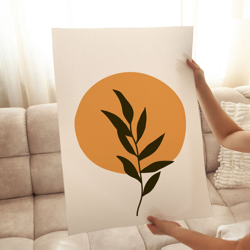 «Botanical Leaf and Sun Bohemian», reproduction d'art non encadrée, H 14 po x l 11 po
