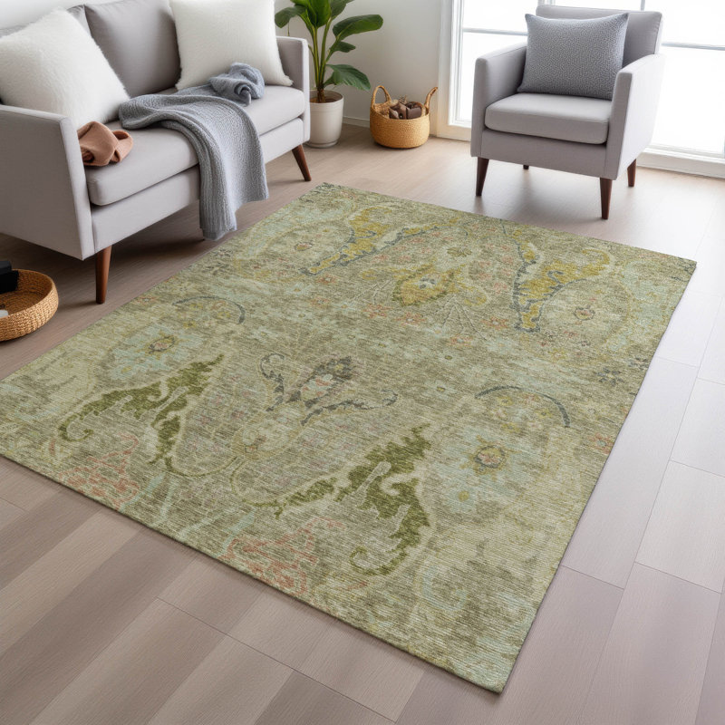 Tapis kaki Xhevrie intérieur / extérieur lavable à la machine, Rectangle 10 pi x 14 pi