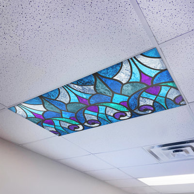 Stained Glass - Magnetic Fluorescent Light Cover for Ceiling Lights Classroom -  2x4 -  Octo Lights