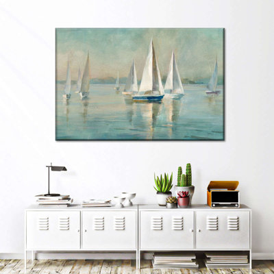 Voiliers au lever du soleil, reproduction sur toile