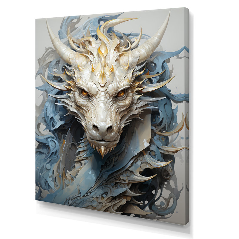 «Epic Blue and Gray Dragon Odyssey III», reproduction sur toile, H 44 po x l 34 po x P 1,5 po, Toile tendue