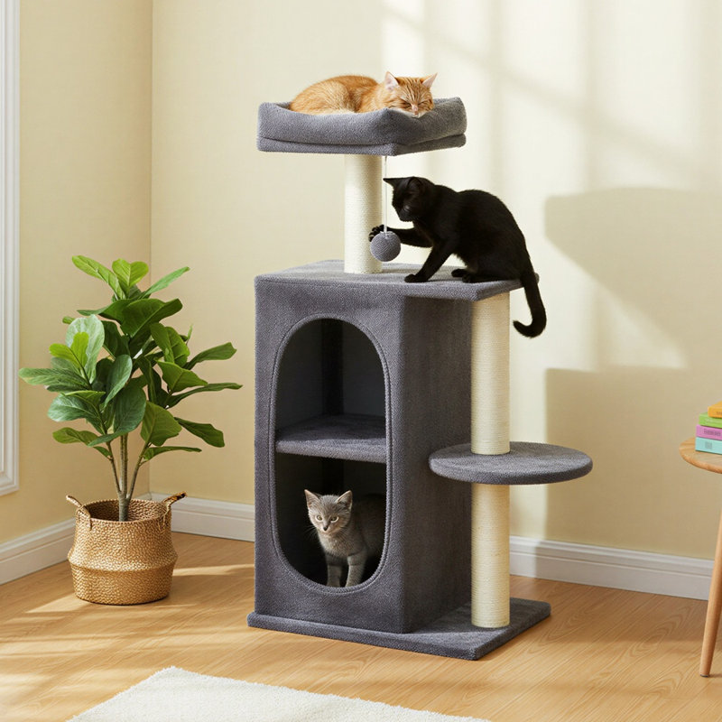 101cm H Cat Tree, Dark Grey