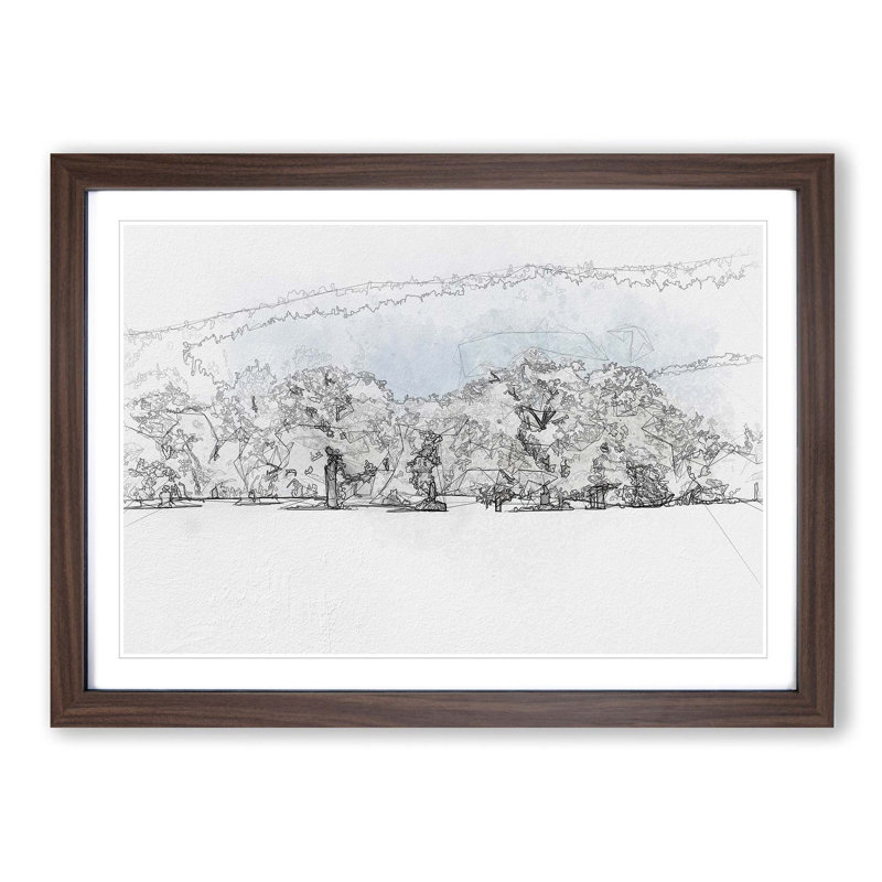 Snow Covered Trees in Abstract - Picture Frame Graphic Art Print, Walnut Framed, 27cm H x 36cm W x 2cm D