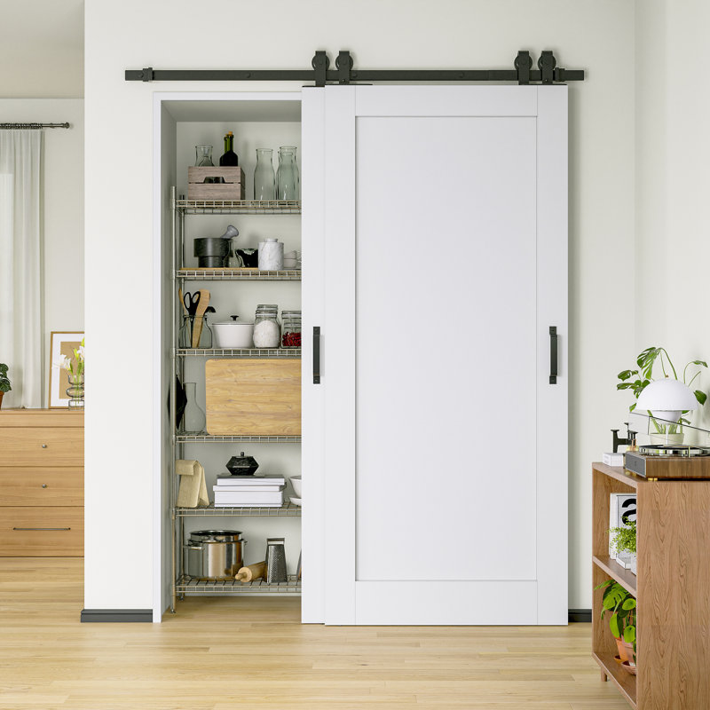 Porte de grange coulissante 64 * 80 - Blanc, 64 po x 80 po