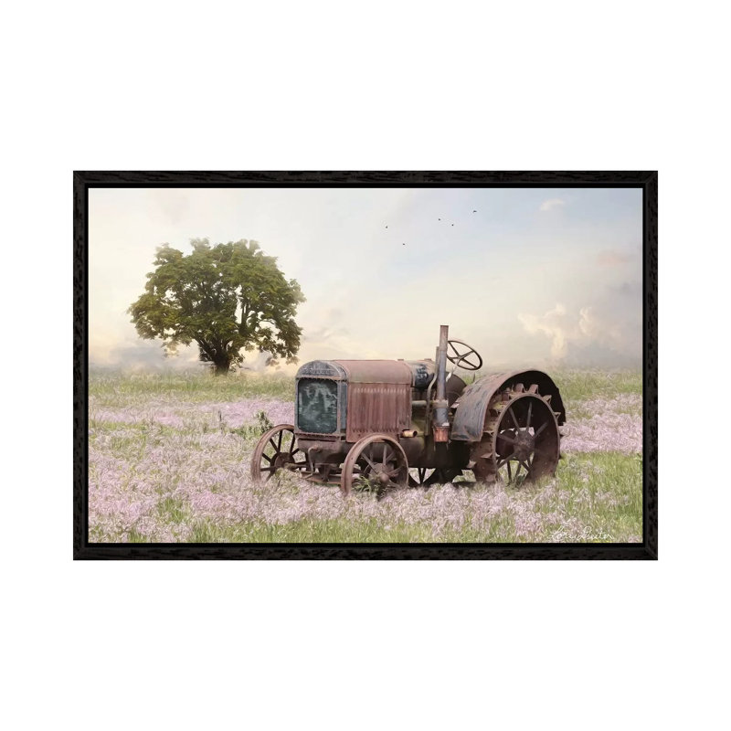 Tractor At Sunset by Lori Deiter - Print on Canvas, Black Framed, 45.72cm H x 66.04cm W x 3.81cm D